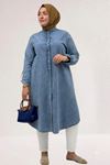 47008 Large Size Lyocell Tassel Trousers Suit-Blue