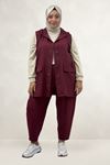 67057 Büyük Beden Yelek-Pantolon Nora Takım - Bordo