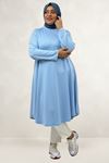 68090  Büyük Beden Modal Mevlana Tunik - Bebe Mavi
