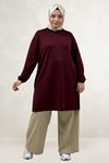 68080 Büyük Beden Basic Modal Tunik - Bordo
