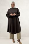 68090 Büyük Beden Modal Mevlana Tunik  - Kahve