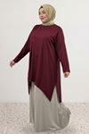 68106 Büyük Beden Eteği Oval Kesim Modal Tunik - Bordo