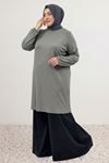 8252 تونيك بتفاصيل جيب و مقاس كبير - اسود   