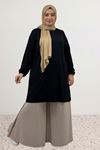 8252 تونيك بتفاصيل جيب و مقاس كبير - اسود   