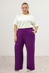 9160 Plus Size High Waist Elastic Pants - Terra Cotta