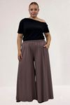 49003 Large Size Combed Cotton Skirt Trousers with Elastic Waist - Emerald