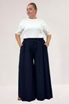 49003 Large Size Combed Cotton Skirt Trousers with Elastic Waist - Emerald